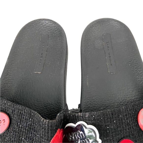 Zara Black Slides with Rainbow Kiss Cloud Charms in Size EU 40 Made in Spain - Picture 5 of 10